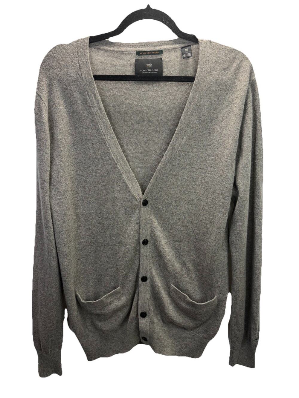 Scotch & Soda Wool Blend Button Up Cardigan Men's L Grandpacore Preppy Pockets
